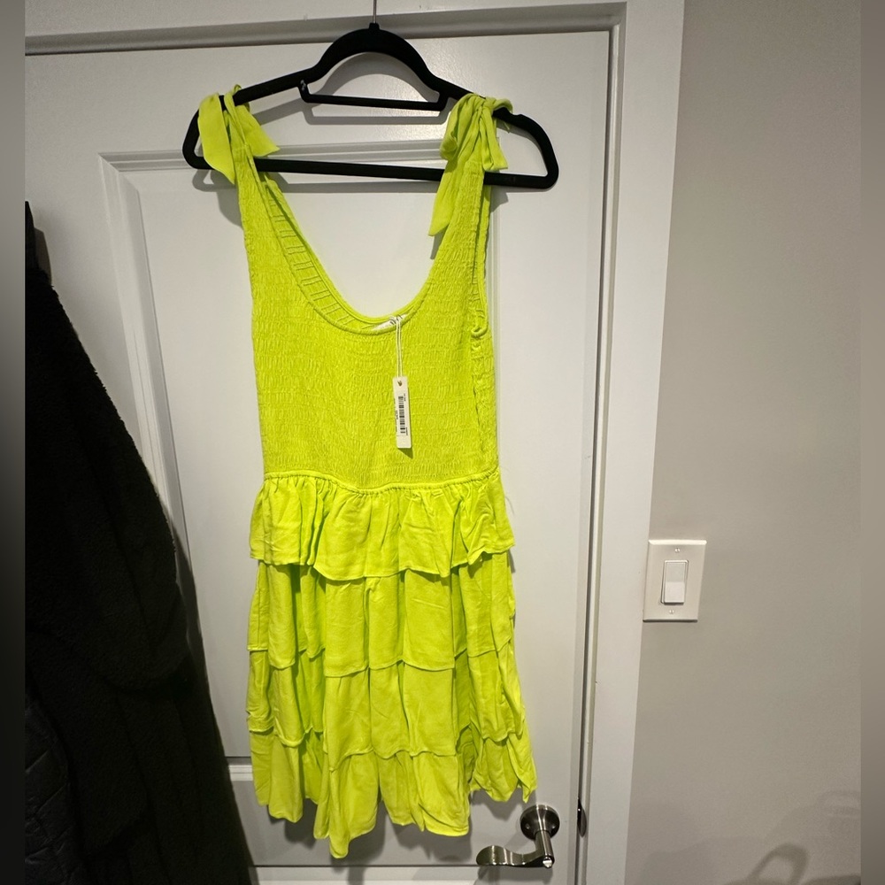 Olivaceous Neon Yellow Ruffle Tank Top